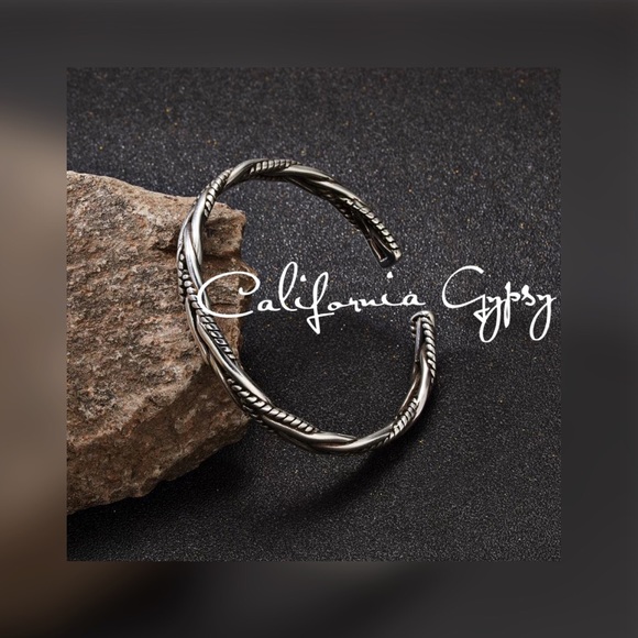 S925 Braided Sterling Silver Mens Bracelet - Picture 6 of 11